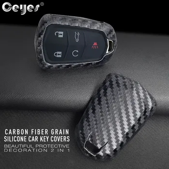 Ceyes Carbon Fiber Auto Accessories Button 3 4 5 Автомобильный чехол для стайлинга Cadillac XT5 XTSL ATS SRX CT6 Защитный чехол для наклейки 1 шт