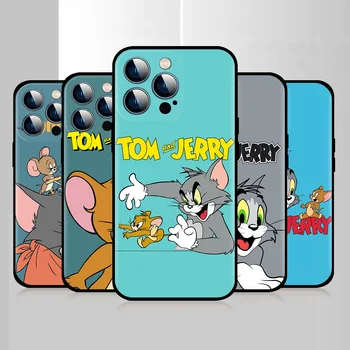 Мультяшный аниме Т-Том и Джерри Чехол для Apple iPhone 14 13 12 Mini 11 Pro Max X XS XR 7 8 Plus 6 6S SE Модный черный чехол для телефона