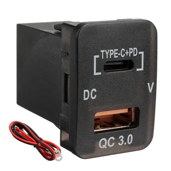 Авто Type-C + PD QC3.0 Зарядное устройство Двойной USB-адаптер Разъем Приборная панель Вольтметр для Toyota Camry Landcruiser Prado