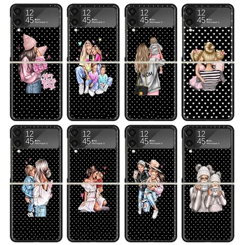 Fashion Family Mother Mom Baby Case Для Samsung Galaxy Z Flip 4 5 3 z Flip5 Flip4 5G Жесткий чехол для телефона Flip3 Split Folding Black