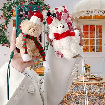 DIY Рождественский Медведь Кукла Шапка Шарф Для Samsung S22 S20 S23 Ultra S21 Plus S10 FE Note 20 10 Lite A33 A53 A32 Чехол из ТПУ Мягкая обложка
