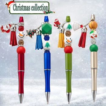 Creative Вращающаяся шариковая ручка Рождественская ручка с кисточкой Смола Клей Нитка Бусины Ручка Diy Ручка