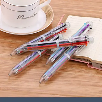  (2 шт./лот) 6 цветов 1 прозрачная шариковая ручка 6 цветных сменных школьных и офисных принадлежностей может толкнуть обучение канцелярские шариковые ручки