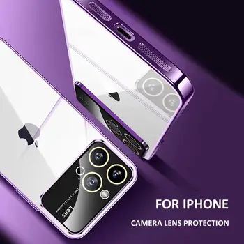 Прозрачный чехол с покрытием для Apple iPhone 14 13 12 Pro Max X XR XS Max 14 plus 13 pro Защитный чехол для телефона с объективом камеры
