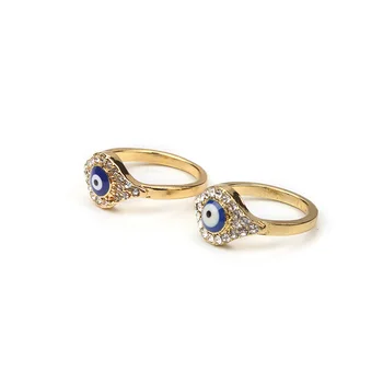 EVIL EYE 2018 новый модный сплав металл золотого цвета кристалл паве синий глаз кольцо сглаз турецкое ювелирное кольцо для женщин
