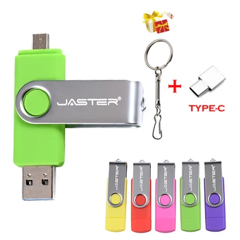 JASTER Пластиковый USB-накопитель 128 ГБ OTG 2 в 1 Type-C Pen-накопитель для телефона 64 ГБ 32 ГБ 16 ГБ высокоскоростной USB2.0 для компьютера U Диск