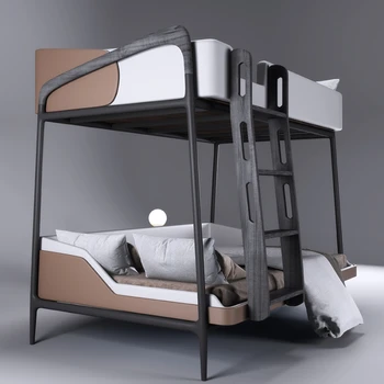 Кровать Маленькая квартира Двухъярусная кровать из массива дерева Двухслойная двухъярусная кровать Верхняя и нижняя двухъярусная кровать Двухслойная регулируемая по высоте кровать для взрослых